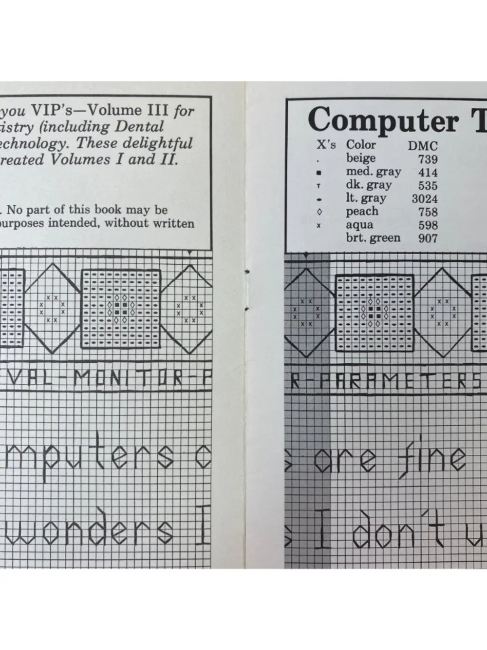 VIPs Volume III 10 Sew Fine Designs Cross-Stitch Patterns Dentistry Computers